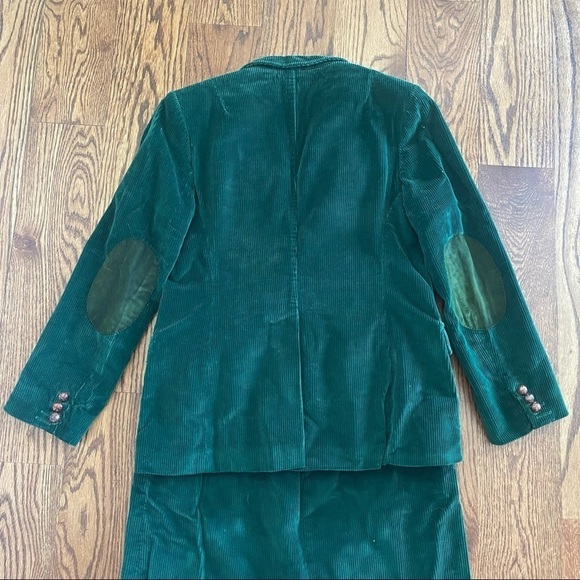 VINTAGE 60s 70s THE VILLAGER Green Corduroy Blazer Jacket Skirt Suit set - Picture 4 of 9